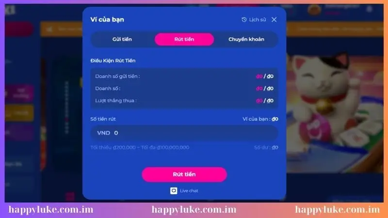 Nhập số tiền rút và xác nhận lệnh