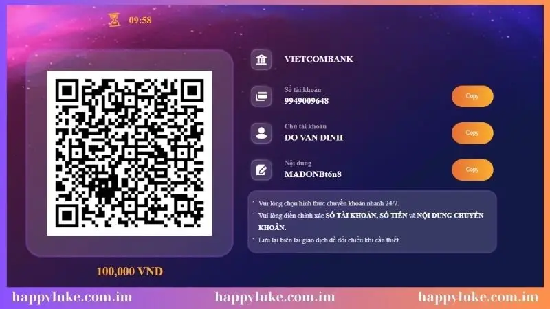 Thanh toán bằng thông tin tài khoản chính chủ